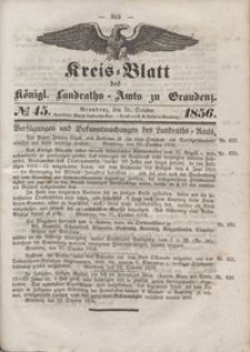 Kreis Blatt des Königlichen Landraths-Amts zu Graudenz 1856.10.31 nr 45