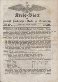 Kreis Blatt des Königlichen Landraths-Amts zu Graudenz 1856.11.14 nr 47