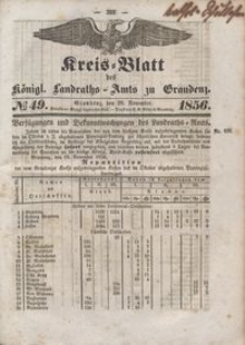 Kreis Blatt des Königlichen Landraths-Amts zu Graudenz 1856.11.28 nr 49