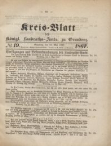 Kreis Blatt des Königlichen Landraths-Amts zu Graudenz 1867.05.10 nr 19