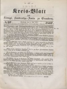 Kreis Blatt des Königlichen Landraths-Amts zu Graudenz 1867.07.05 nr 27