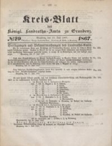 Kreis Blatt des Königlichen Landraths-Amts zu Graudenz 1867.07.19 nr 29