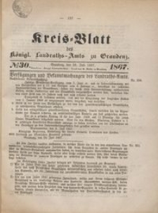 Kreis Blatt des Königlichen Landraths-Amts zu Graudenz 1867.07.26 nr 30