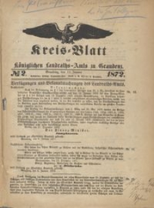 Kreis Blatt des Königlichen Landraths-Amts zu Graudenz 1872.01.12 nr 2