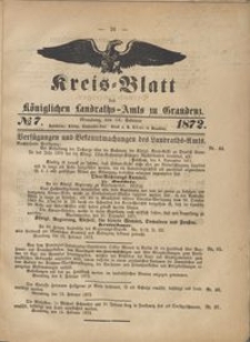 Kreis Blatt des Königlichen Landraths-Amts zu Graudenz 1872.02.16 nr 7