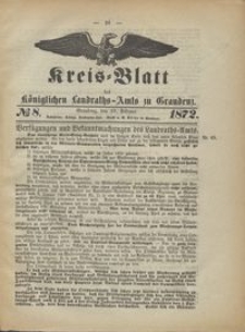 Kreis Blatt des Königlichen Landraths-Amts zu Graudenz 1872.02.23 nr 8