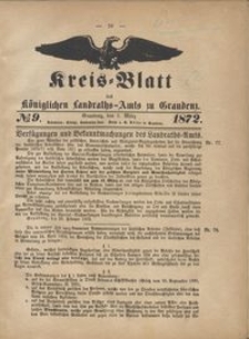 Kreis Blatt des Königlichen Landraths-Amts zu Graudenz 1872.03.01 nr 9