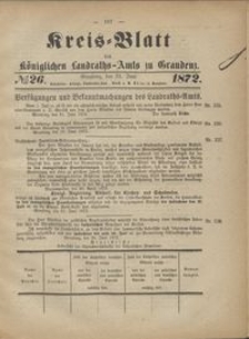 Kreis Blatt des Königlichen Landraths-Amts zu Graudenz 1872.06.28 nr 26