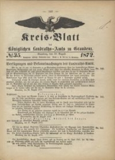 Kreis Blatt des Königlichen Landraths-Amts zu Graudenz 1872.08.30 nr 35