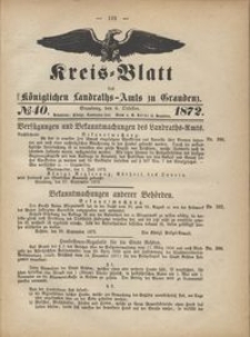Kreis Blatt des Königlichen Landraths-Amts zu Graudenz 1872.10.04 nr 40