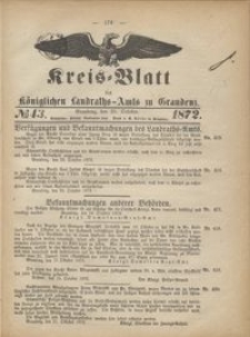 Kreis Blatt des Königlichen Landraths-Amts zu Graudenz 1872.10.25 nr 43