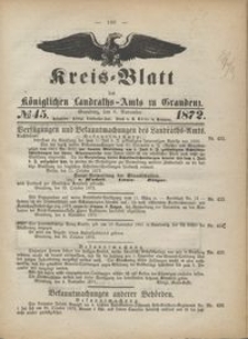 Kreis Blatt des Königlichen Landraths-Amts zu Graudenz 1872.11.08 nr 45