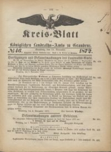 Kreis Blatt des Königlichen Landraths-Amts zu Graudenz 1872.11.15 nr 46