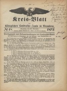 Kreis Blatt des Königlichen Landraths-Amts zu Graudenz 1872.11.29 nr 48