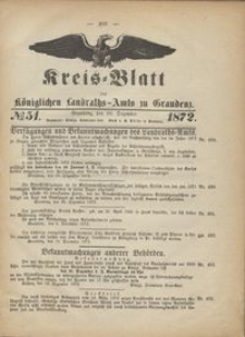 Kreis Blatt des Königlichen Landraths-Amts zu Graudenz 1872.12.20 nr 51