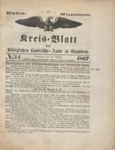 Kreis Blatt des Königlichen Landraths-Amts zu Graudenz 1867.08.20 nr 34 (extra numer)