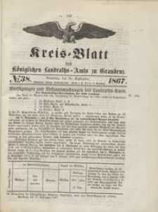 Kreis Blatt des Königlichen Landraths-Amts zu Graudenz 1867.09.20 nr 38