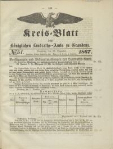 Kreis Blatt des Königlichen Landraths-Amts zu Graudenz 1867.12.20 nr 51