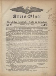 Kreis Blatt des Königlichen Landraths-Amts zu Graudenz 1873.01.17 nr 3