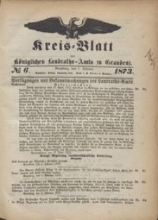 Kreis Blatt des Königlichen Landraths-Amts zu Graudenz 1873.02.07 nr 6
