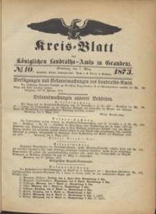 Kreis Blatt des Königlichen Landraths-Amts zu Graudenz 1873.03.07 nr 10