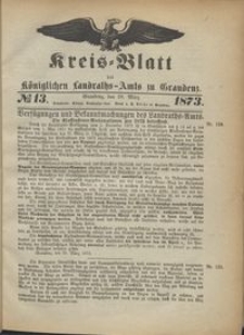 Kreis Blatt des Königlichen Landraths-Amts zu Graudenz 1873.03.28 nr 13