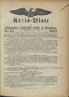 Kreis Blatt des Königlichen Landraths-Amts zu Graudenz 1873.06.13 nr 24