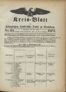 Kreis Blatt des Königlichen Landraths-Amts zu Graudenz 1873.06.20 nr 25