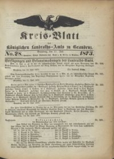 Kreis Blatt des Königlichen Landraths-Amts zu Graudenz 1873.07.11 nr 28