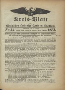 Kreis Blatt des Königlichen Landraths-Amts zu Graudenz 1873.08.16 nr 33