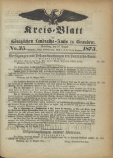 Kreis Blatt des Königlichen Landraths-Amts zu Graudenz 1873.08.29 nr 35