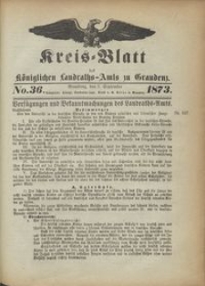 Kreis Blatt des Königlichen Landraths-Amts zu Graudenz 1873.09.05 nr 36