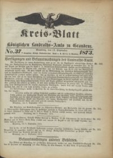 Kreis Blatt des Königlichen Landraths-Amts zu Graudenz 1873.09.12 nr 37