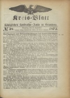 Kreis Blatt des Königlichen Landraths-Amts zu Graudenz 1873.09.19 nr 38