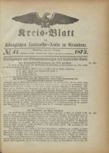 Kreis Blatt des Königlichen Landraths-Amts zu Graudenz 1873.10.10 nr 41