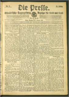 Die Presse 1907, Jg. 25, Nr. 6 Zweites Blatt + Beilagenwerbung