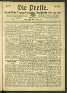 Die Presse 1907, Jg. 25, Nr. 17 Zweites Blatt, Drittes Blatt + Beilagenwerbung