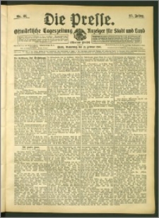 Die Presse 1907, Jg. 25, Nr. 44 Zweites Blatt + Beilagenwerbung