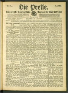 Die Presse 1907, Jg. 25, Nr. 77 Zweites Blatt