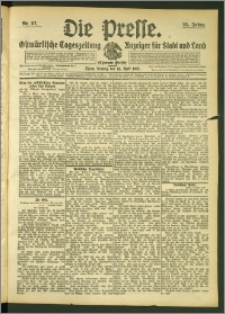 Die Presse 1907, Jg. 25, Nr. 87 Zweites Blatt, Drittes Blatt