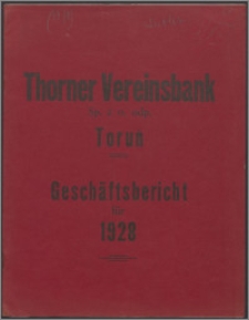 Thorner Vereinsbank Geschäfts-Bericht uber das 68. Gescheftsjahr 1928