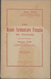 Une mission parlementaire francai̧se en Pologne : 26 Août - 15 Semptembre 1929
