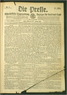 Die Presse 1908, Jg. 26, Nr. 1 Zweites Blatt, Drittes Blatt, Beilagenwerbung