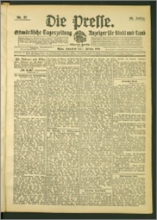 Die Presse 1908, Jg. 26, Nr. 27 Zweites Blatt