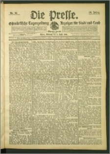 Die Presse 1908, Jg. 26, Nr. 84 Zweites Blatt, Drittes Blatt