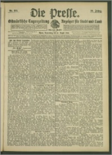 Die Presse 1908, Jg. 26, Nr. 201 Zweites Blatt