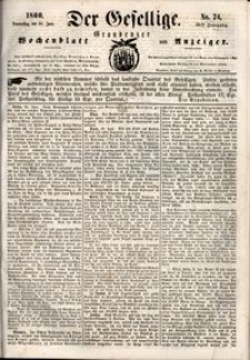 Der Gesellige : Graudenzer Wochenblatt und Anzeiger 1860.06.28 nr 74