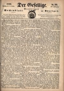 Der Gesellige : Graudenzer Wochenblatt und Anzeiger 1860.10.18 nr 122