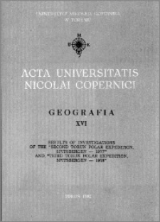 Acta Universitatis Nicolai Copernici. Nauki Matematyczno-Przyrodnicze. Geografia, z. 16 (51), 1982