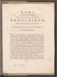 Mowa Jaśnie Wielmożnego Stanisława Hrabi Potockiego prezyduiącego w Senacie, miana przy zakończeniu Seymu dnia 27. kwietnia 1818 roku